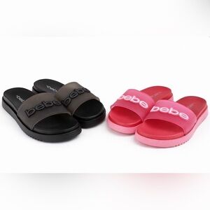 Bebe Pool Slide Sandals Bundle 2 Pairs Pink & Black Women’s Size 7 NEW